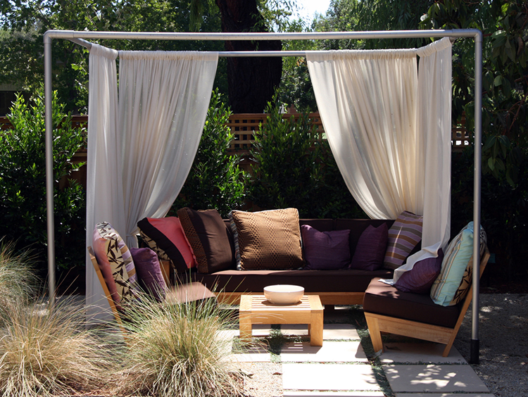 Cabana in a sunny backyard